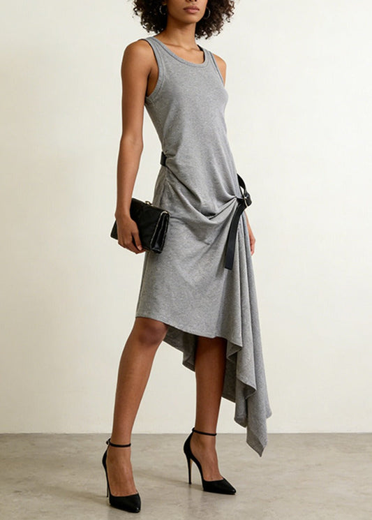 Henrik Sleeveless Asymmetric Knit Midi Dress
