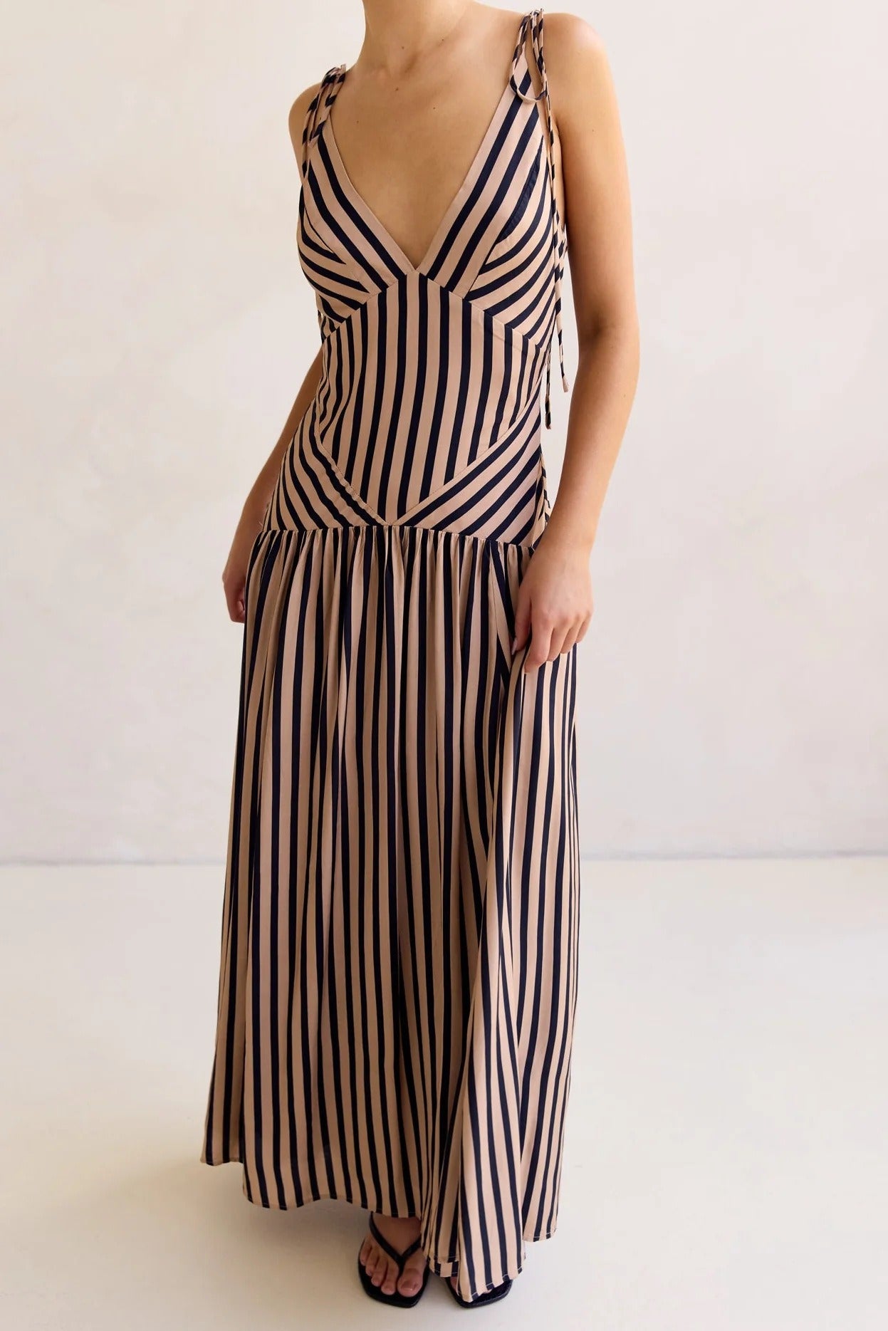 Filimena V Neck Stripe Maxi Dress