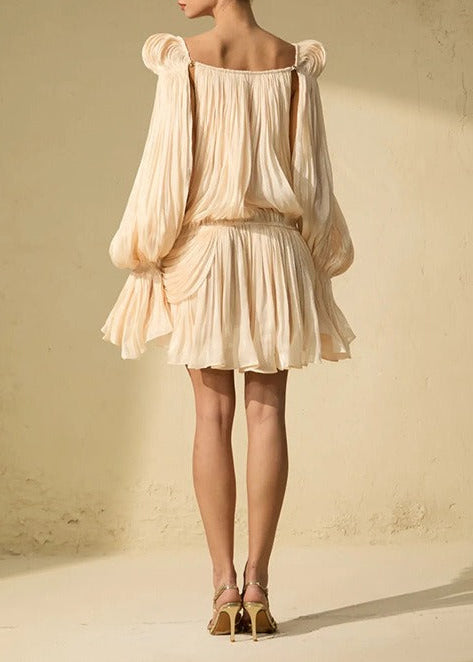 Erhard Deconstruct Asymmetric Ruch Mini Dress In Apricot