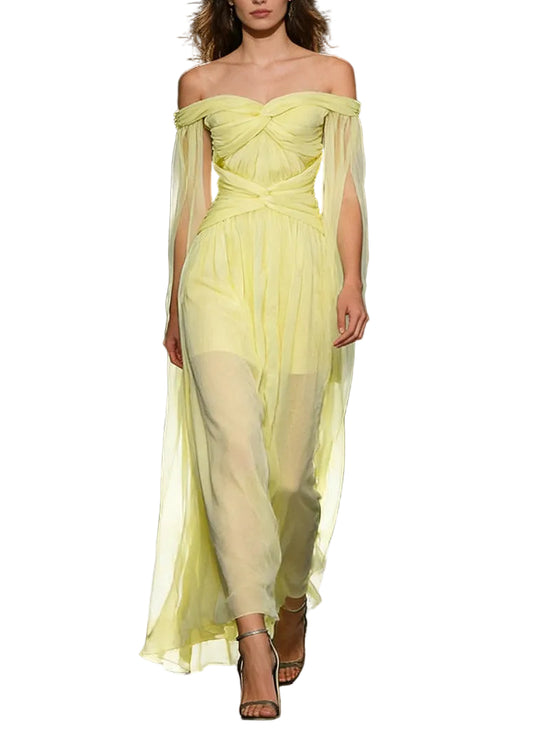 Jaxtyn Off Shoulder Ruch Twist Maxi Dress