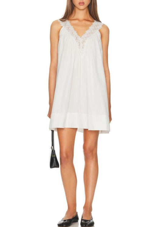 Fermina V Neck Lace Mini Dress