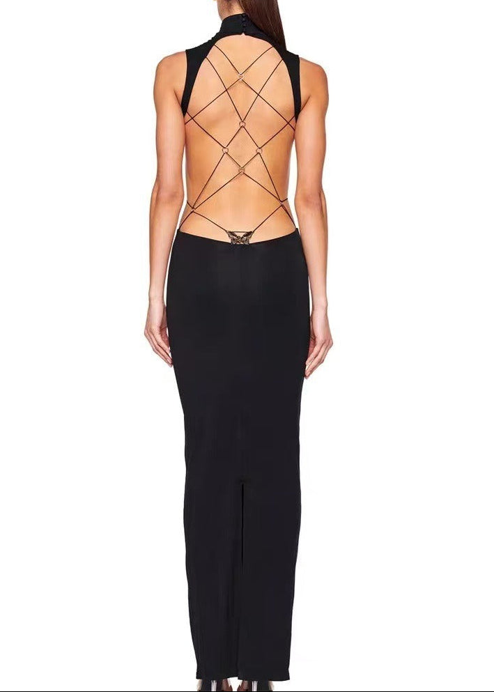 Endellion Sleeveless Backless Maxi Dress