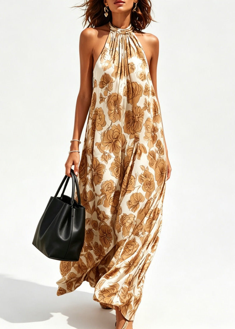 Kapila Halter Neck Floral Maxi Dress