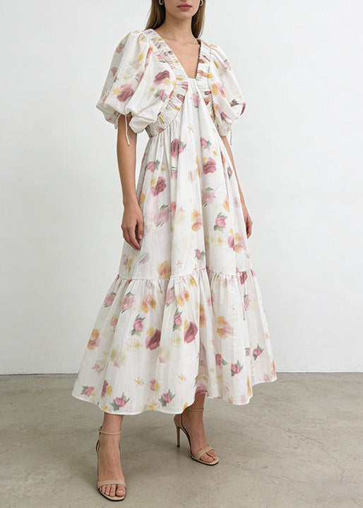 Franci Puff Sleeve Floral Maxi Dress