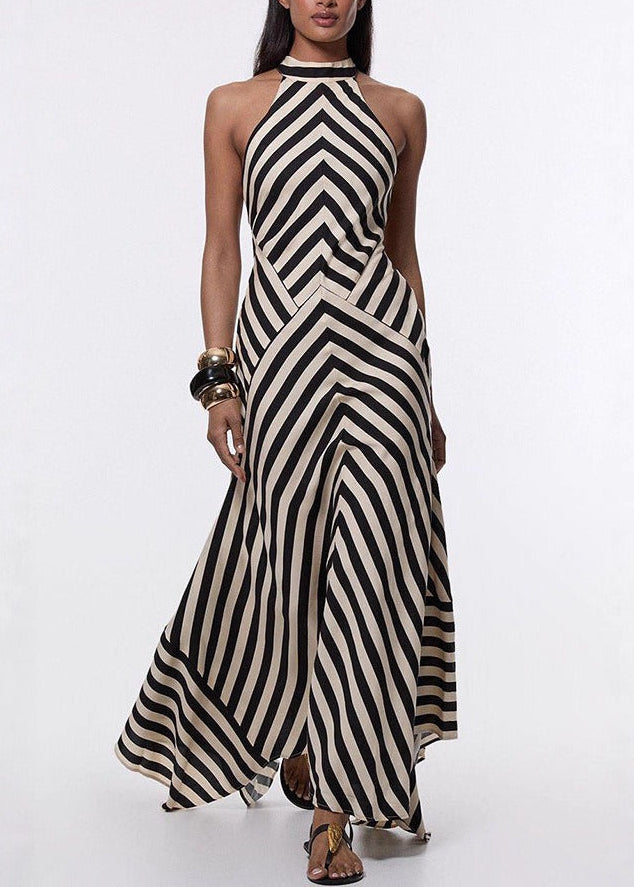 Ilnur Halterneck Stripe Maxi Dress