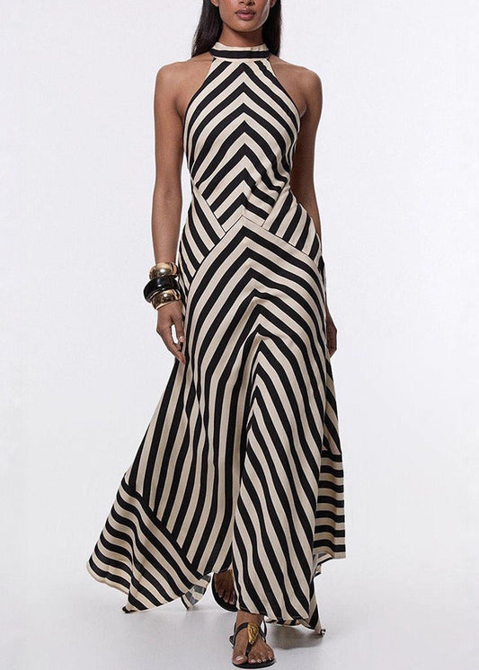 Ilnur Halterneck Stripe Maxi Dress