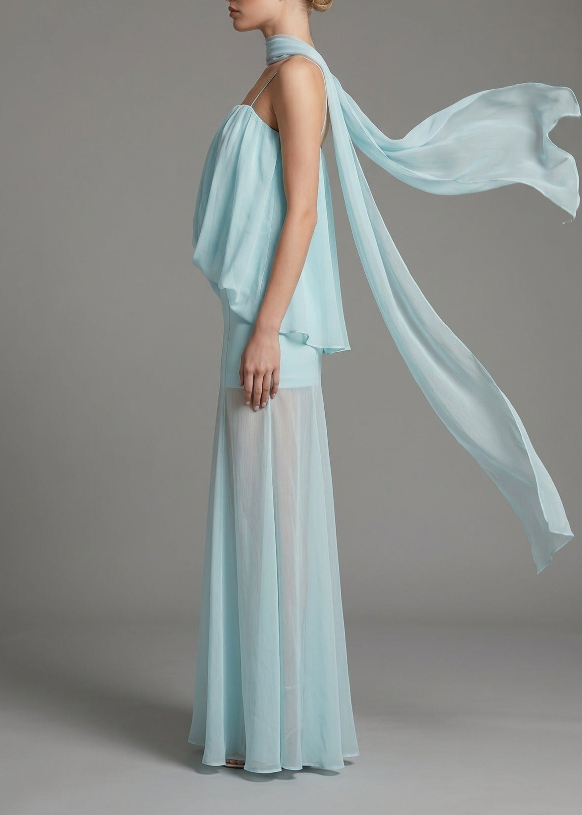 Kanda Ruch Mesh Mermaid Maxi Dress In Mint