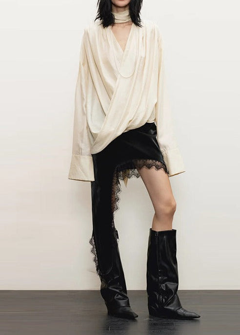 Filippos Draped Lace Skirt Set