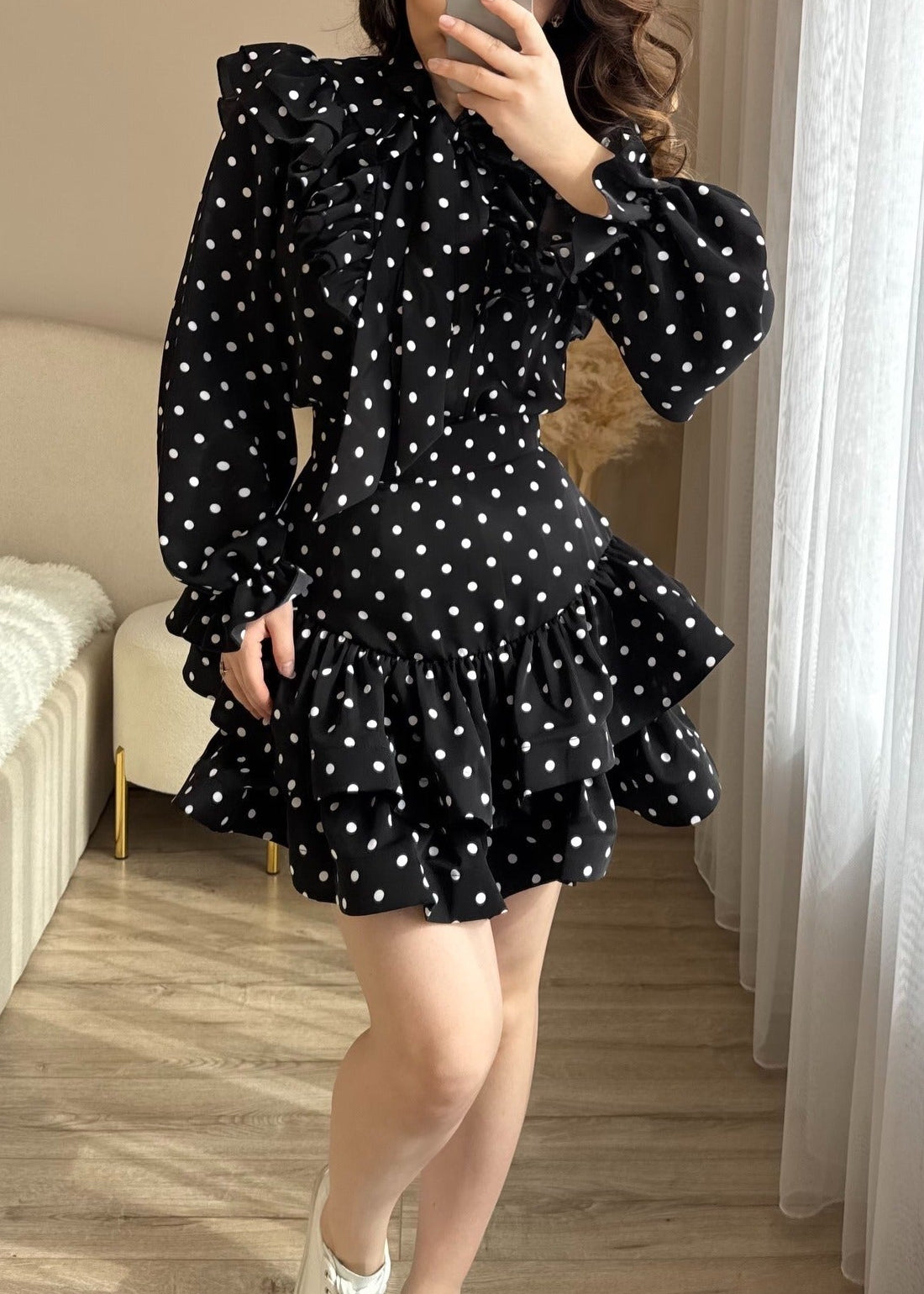 Florinda Dot Ruffle Mini Dress