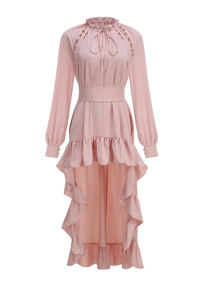 Kaldi Ruffle High Low Maxi Dress