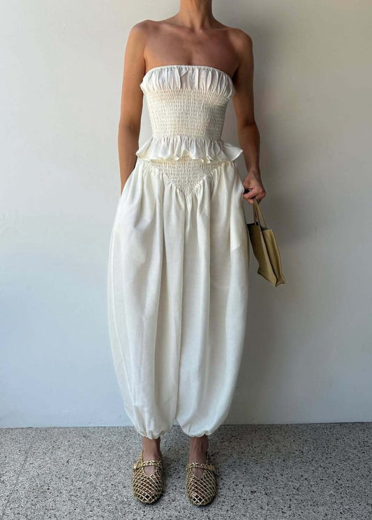 Fionntan Strapless Ruch Ruffle Pants Set