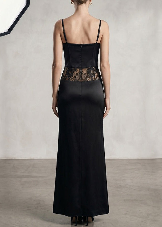 Kaja Split Lace Satin Maxi Dress