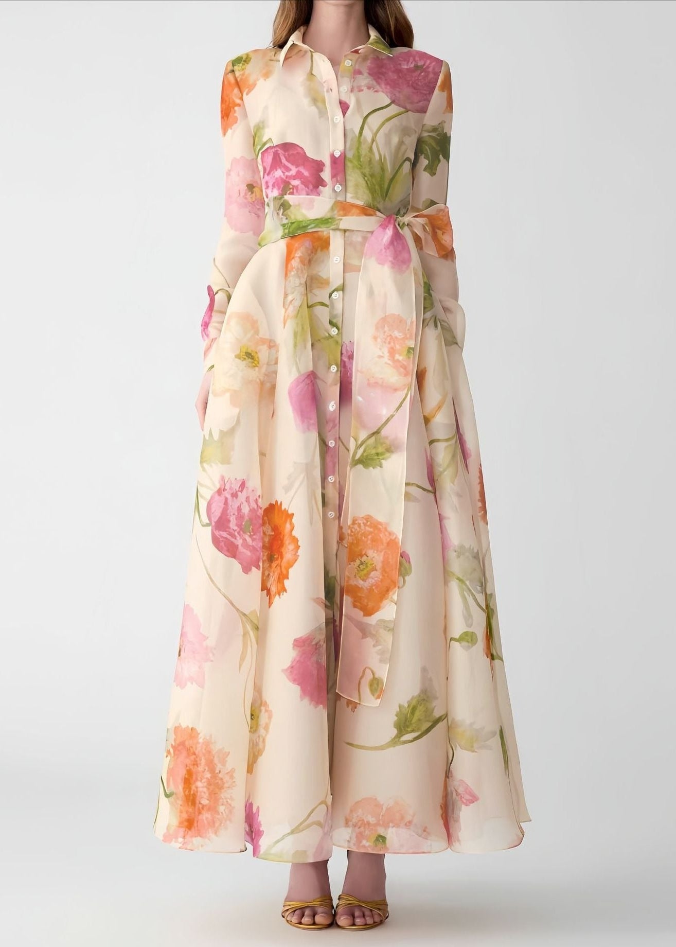 Henrijs Floral Tie Up Midi Dress