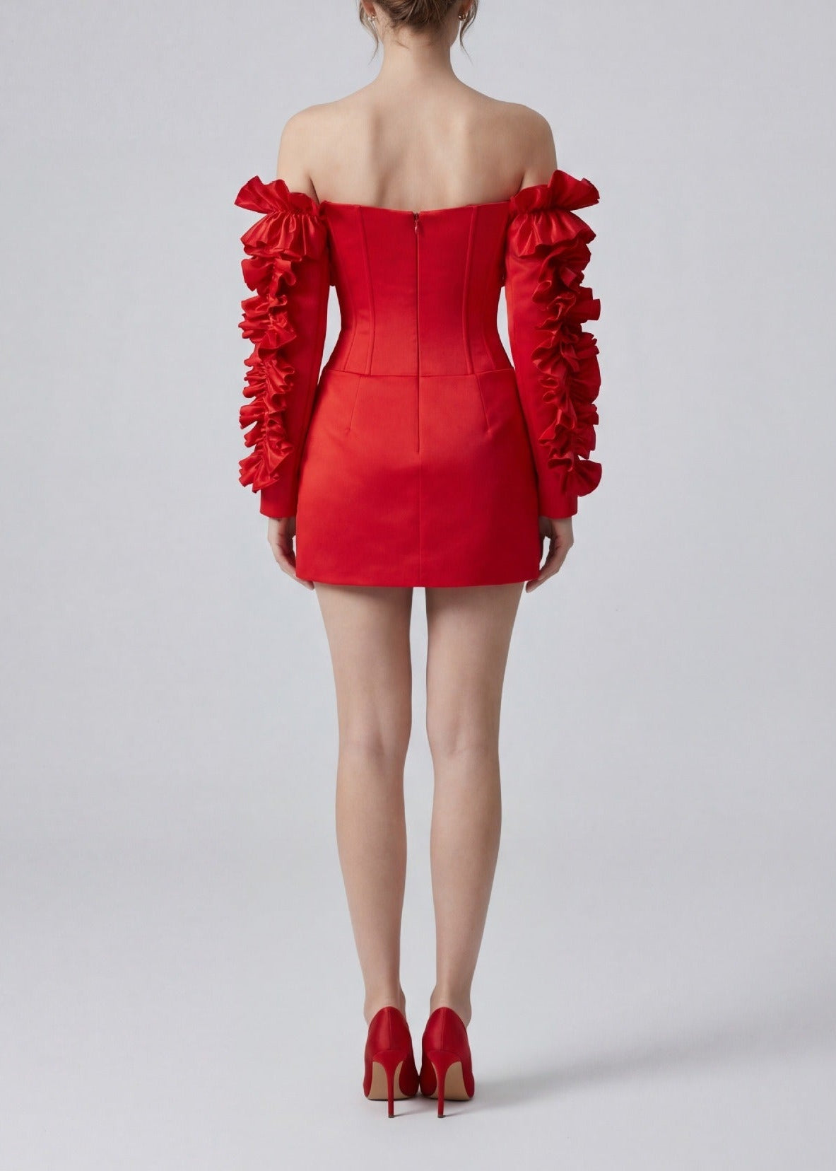 Francois Flower Off Shoulder Button Mini Dress