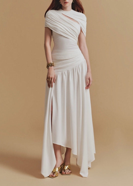 Feidlimid Asymmetric Cutout Ruch Skirt Set