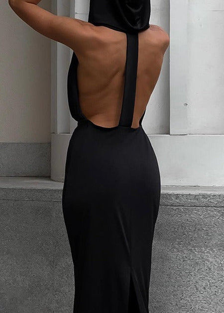 Iliyana Plunge Hooded Maxi Dress