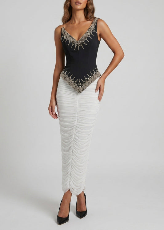 Javier Crystal Ruch Skirt Set
