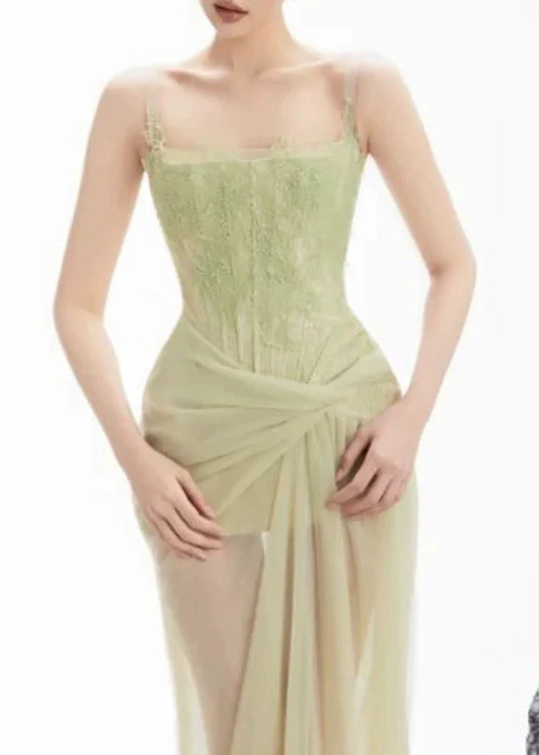 Kashton Asymmetric Mesh Maxi Dress