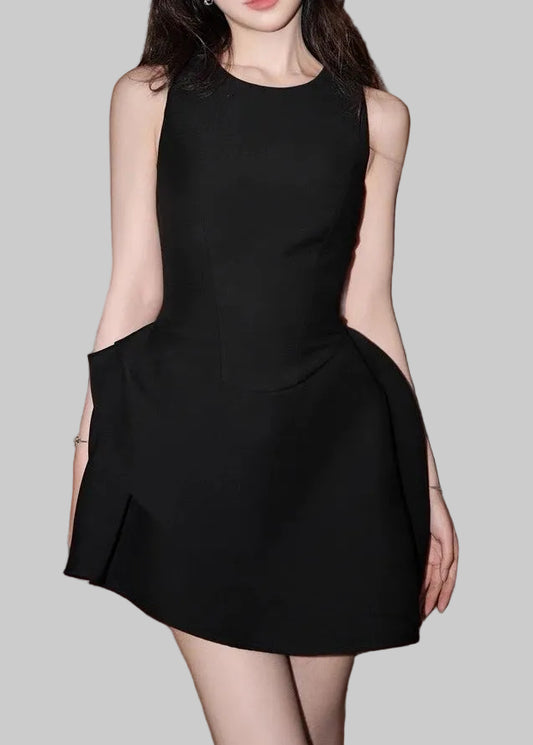 Dzsenifer Sleeveless Asymmetric Mini Dress In Black
