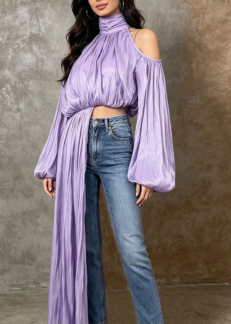 Franka Cutout Ruch Glossy Satin Fringe Top