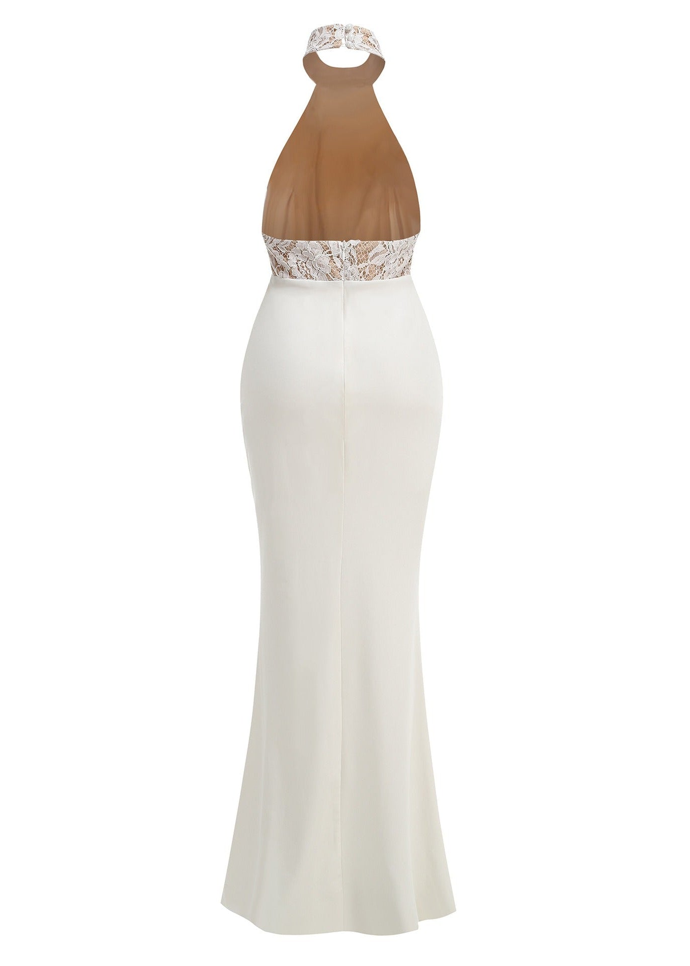 Enoque Halter Neck Ruch Lace Maxi Dress