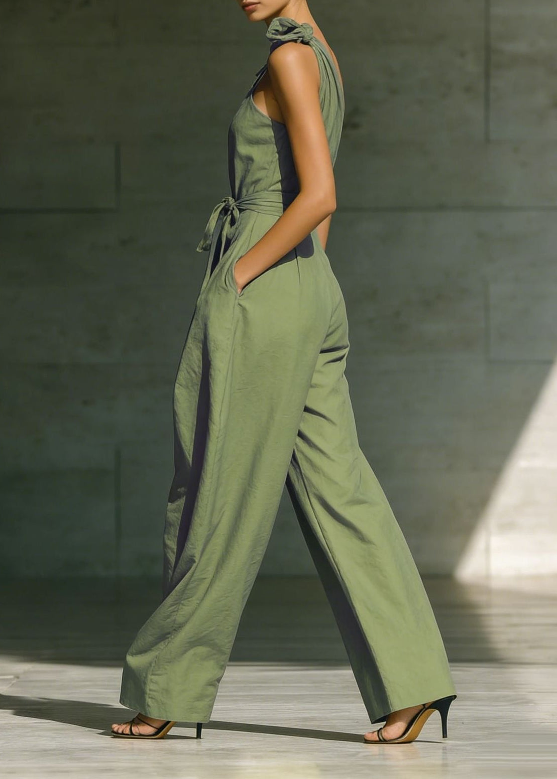 Herse One Shoulder Twist Baggy Jumpsuit