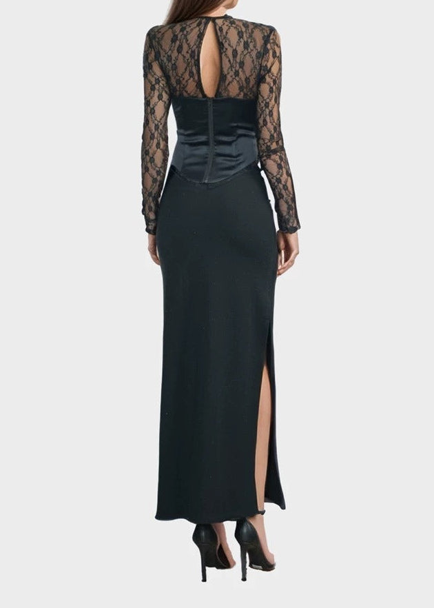 Epaphroditus Asymmetric Cutout Lace Top