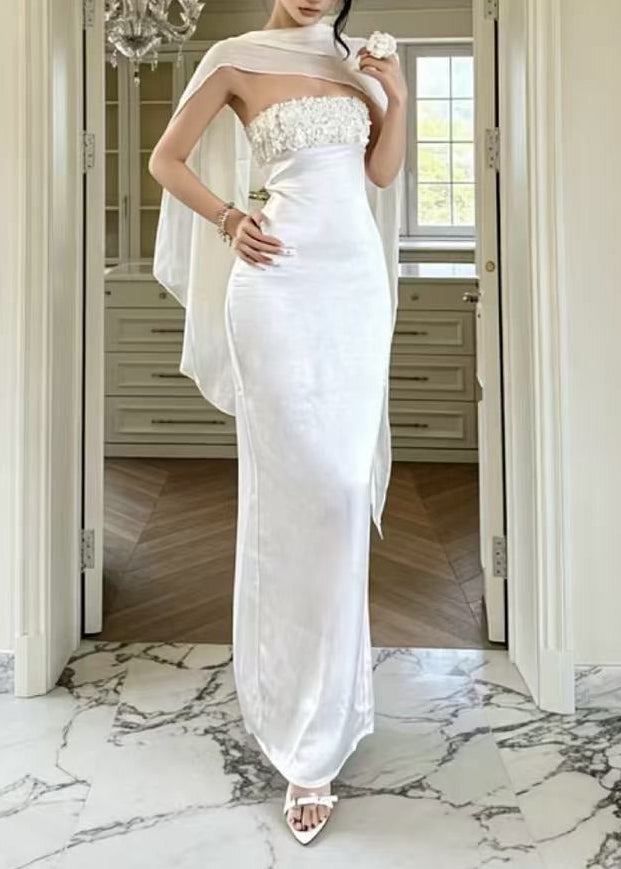 Fitri Flower Satin Scarf Maxi Dress