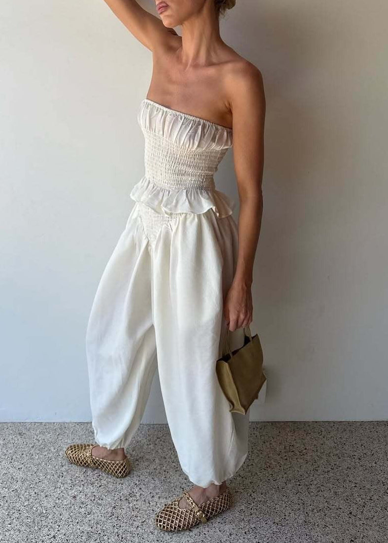 Fionntan Strapless Ruch Ruffle Pants Set