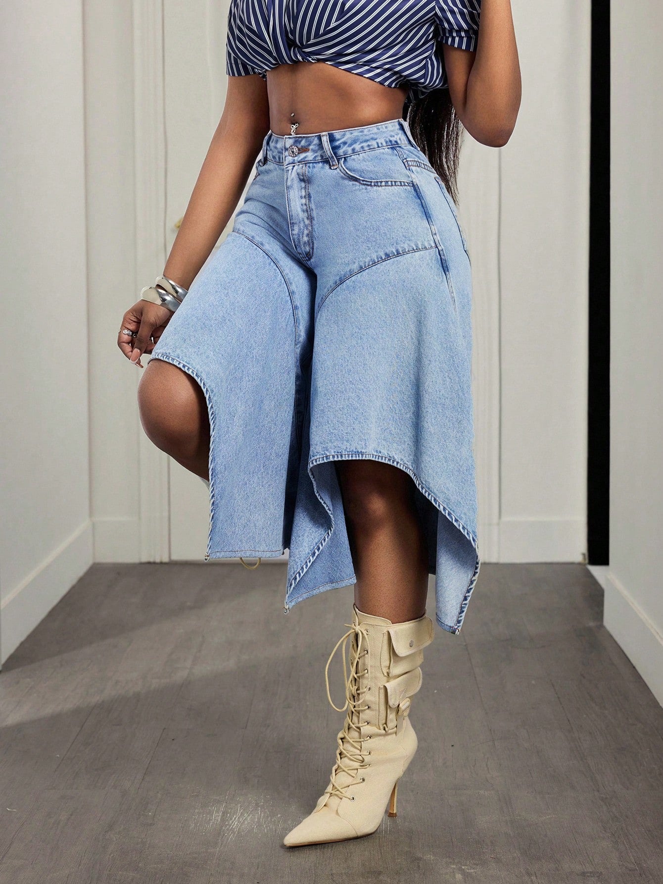 Jessie Ruffle Capri Jeans