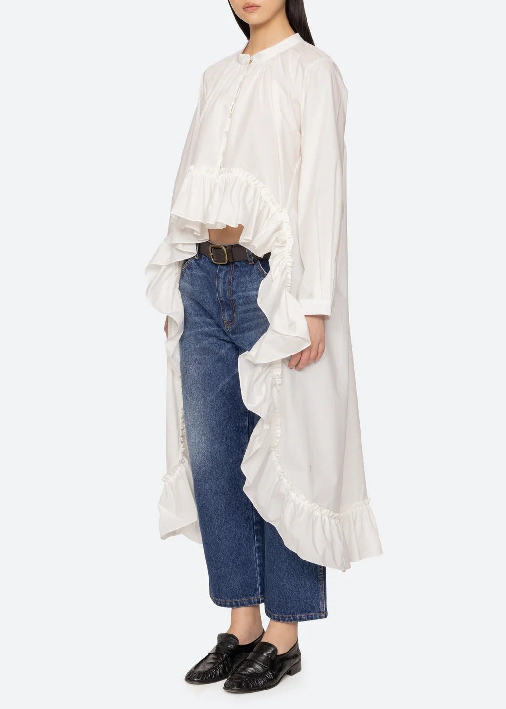 Eslam Ruffle High Low Shirt