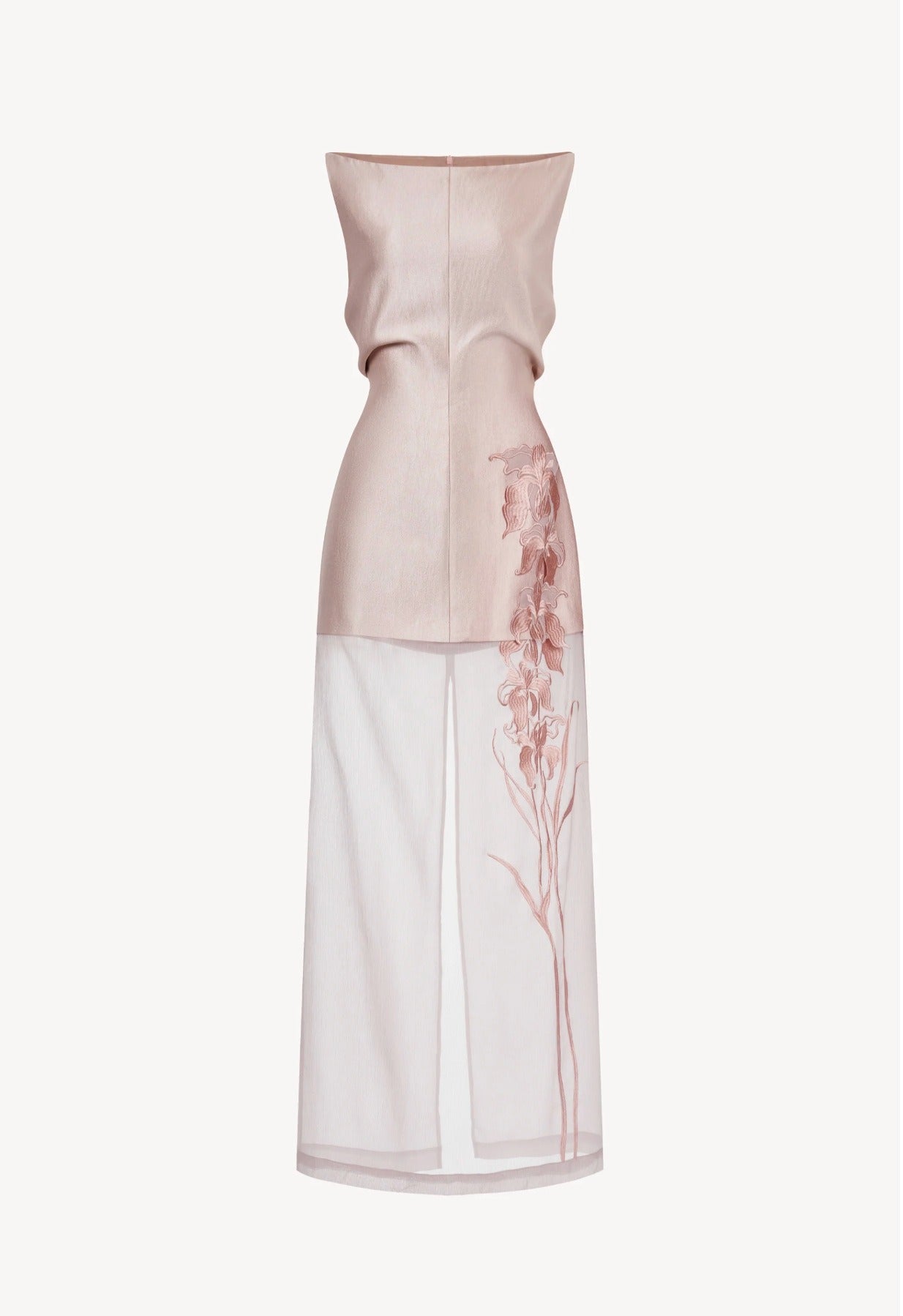 Herbert Satin Flower Mesh Maxi Dress