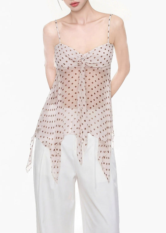 Hamida Spaghetti Dot Mesh Top