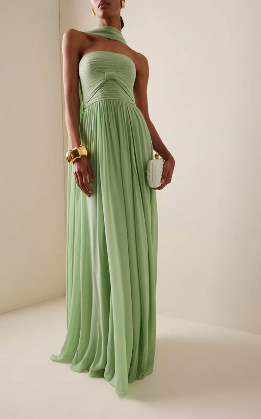 Ingvildr Strapless Ruch Scarf Maxi Dress
