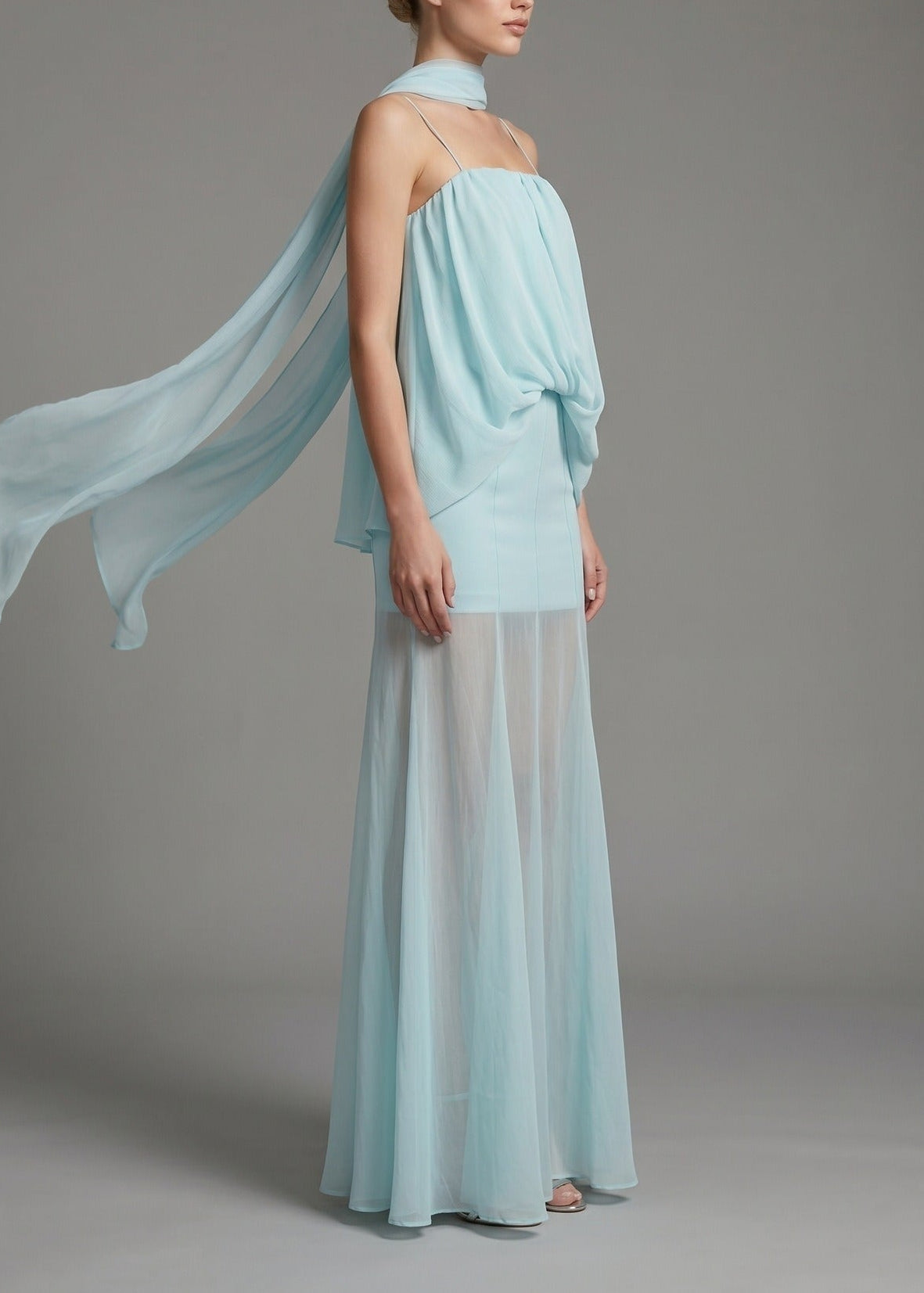 Kanda Ruch Mesh Mermaid Maxi Dress In Mint