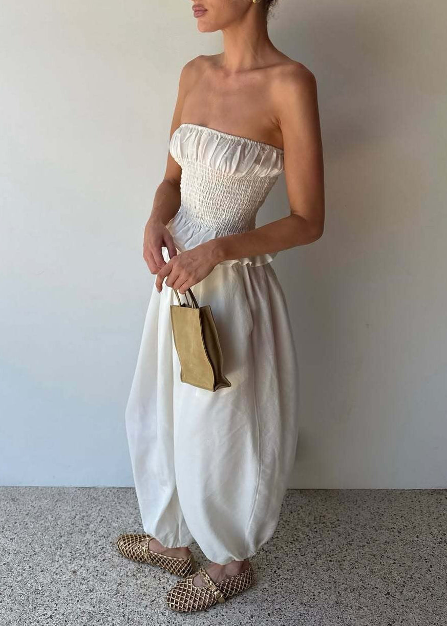 Fionntan Strapless Ruch Ruffle Pants Set