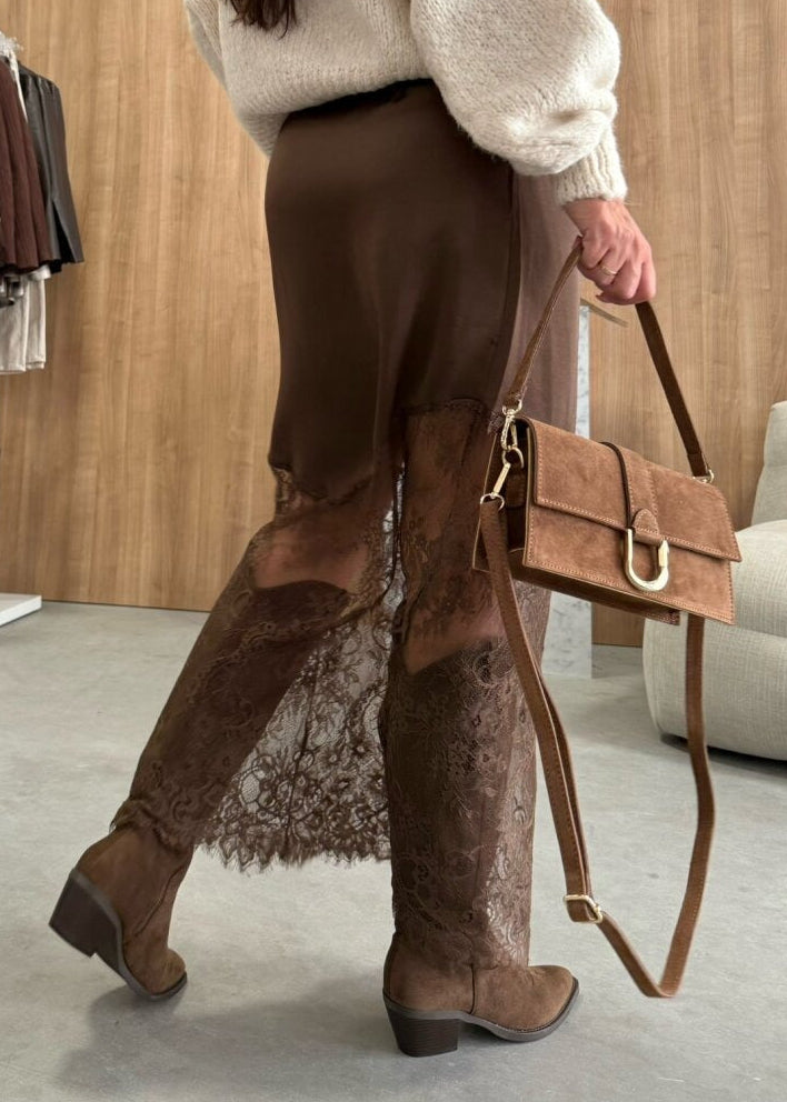 Erekle Lace Silky Maxi Skirt
