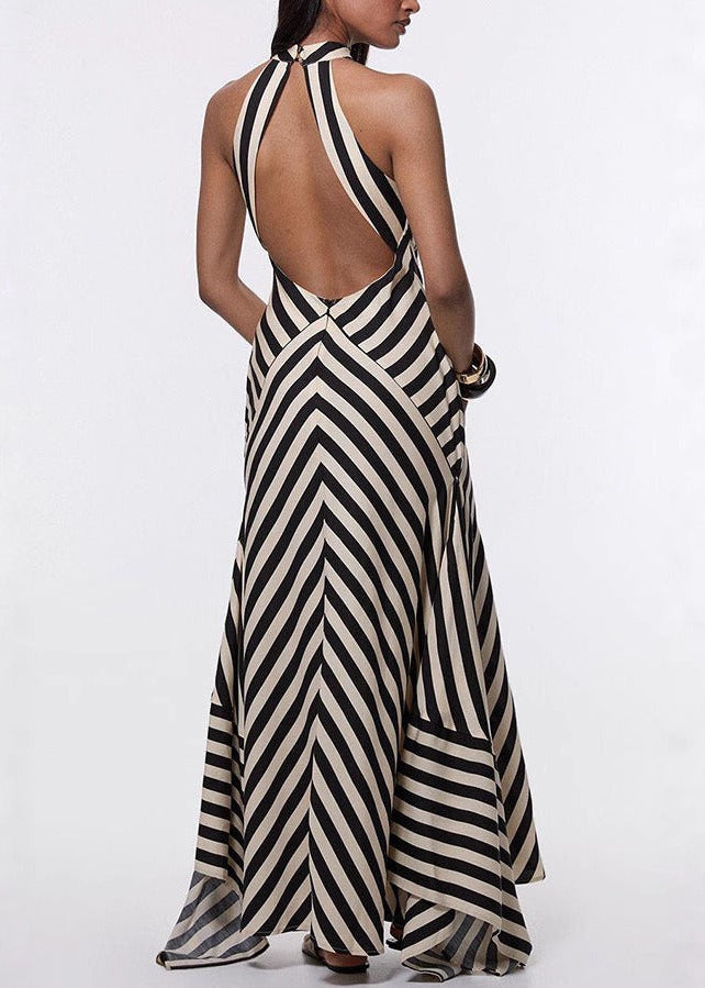 Ilnur Halterneck Stripe Maxi Dress
