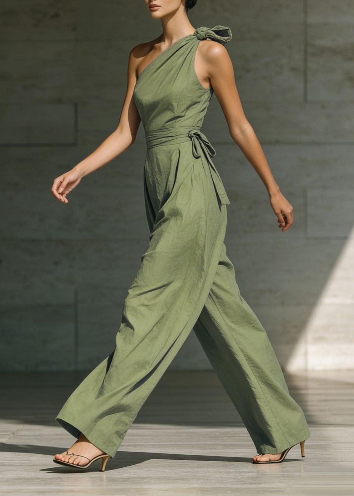 Herse One Shoulder Twist Baggy Jumpsuit