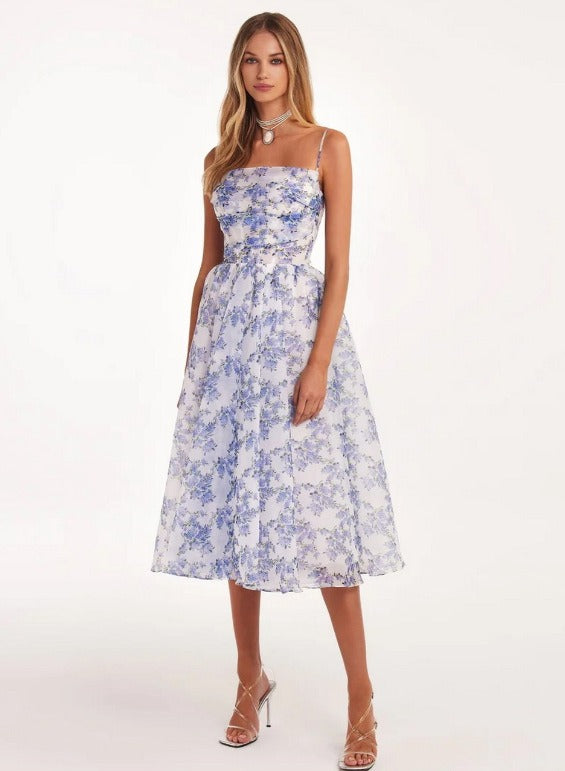 Idan Spaghetti Floral Midi Dress