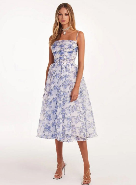 Idan Spaghetti Floral Midi Dress