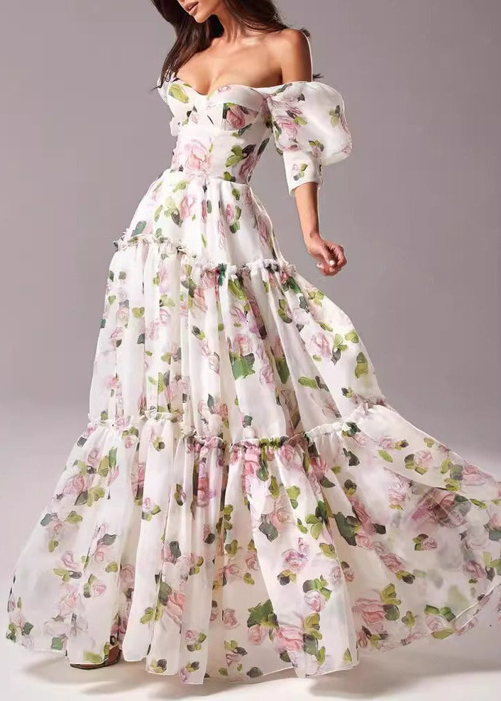 Ferdowsi Puff Sleeve Floral Maxi Dress