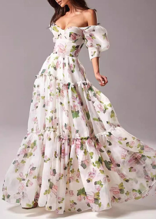 Ferdowsi Puff Sleeve Floral Maxi Dress