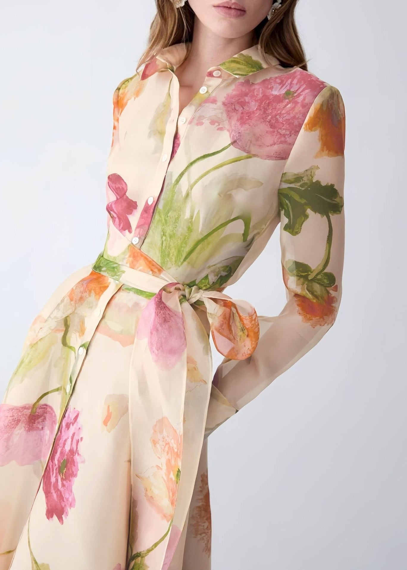 Henrijs Floral Tie Up Midi Dress