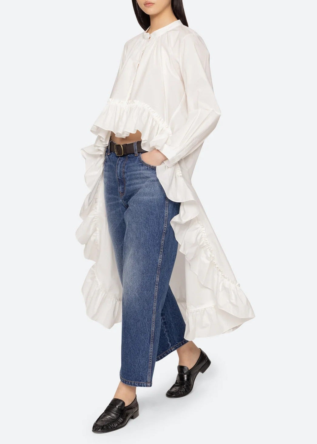 Eslam Ruffle High Low Shirt