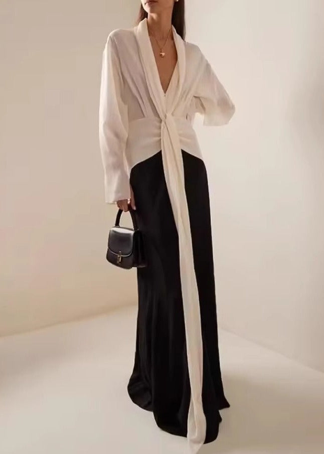 Florent Tie Up Plunge Fringe Dress