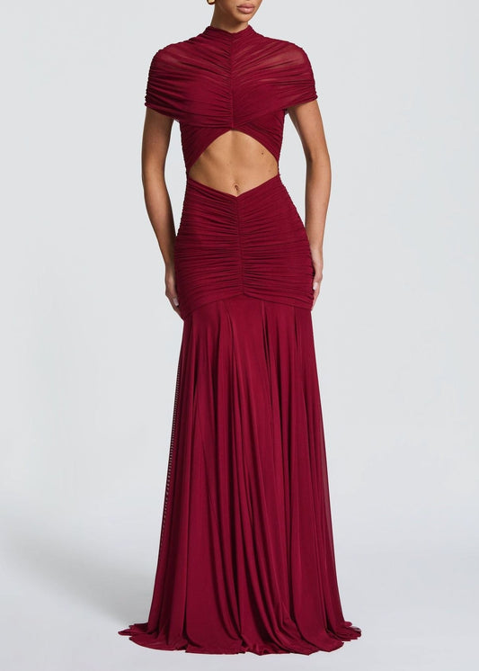 Florica Cutout Ruch Maxi Dress In Red