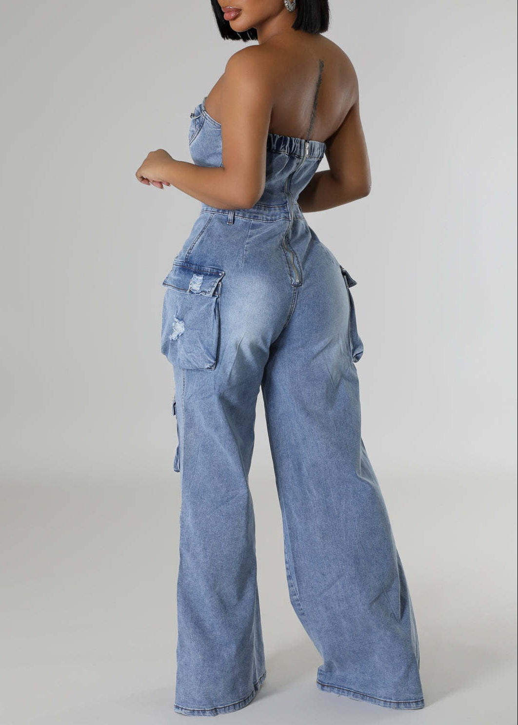 Sierra Strapless Ripped Denim Jumpsuit