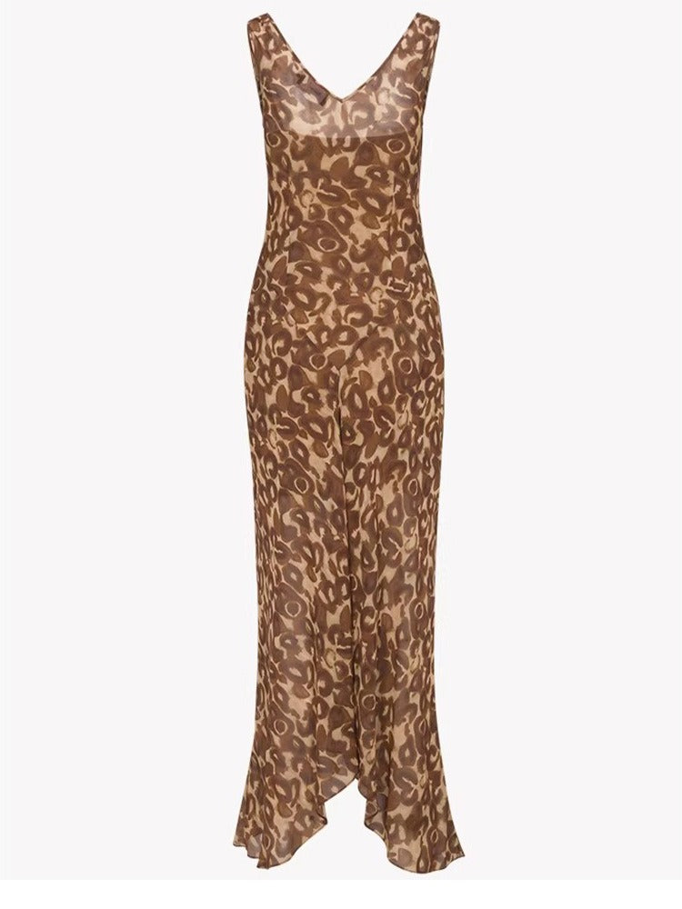 Fons Cowl Neck Print Midi Dress