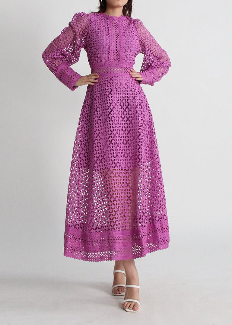 Erkenaz Cutout Pleated Midi Dress In Purple